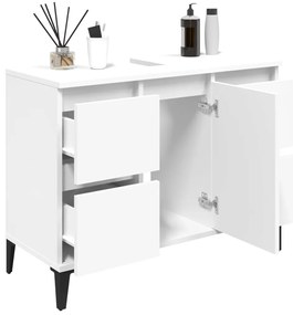 vidaXL Ντουλάπι Νιπτήρα Λευκό 80 x 33 x 60 εκ. Επεξεργασμένο Ξύλο
