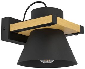 Φωτιστικό Τοίχου - Απλίκα Maccles 43958 18x20x15cm 1xE27 IP20 Black-Natural Eglo
