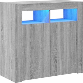 vidaXL Μπουφές με LED Γκρι Sonoma 80x35x75 εκ.