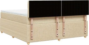 vidaXL Κρεβάτι Boxspring με Στρώμα Κρεμ 200x200 εκ. Υφασμάτινο