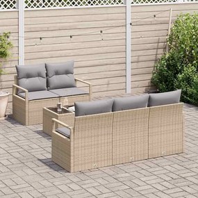 vidaXL Σετ Καναπέ με μαξιλάρι 6 pcs Μπεζ και Γκρι συνθετικό ρατάν