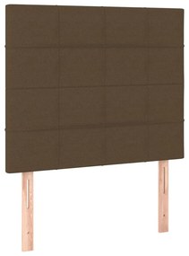 vidaXL Κρεβάτι Boxspring με Στρώμα &amp; LED Σκ.Καφέ 90x190 εκ. Υφασμάτινο