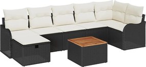 vidaXL Σετ Καναπέ Κήπου με μαξιλάρι 8 pcs Μαύρο Πολυ ράταν