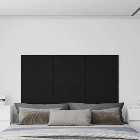 Πάνελ Τοίχου 12 τεμ. Μαύρος 60 x 30 εκ. 2,16 μ² Υφασμάτινα - Μαύρο