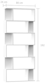 vidaXL Βιβλιοθήκη/Διαχωριστικό Χώρου Λευκό 80x24x192 εκ. Επεξ. Ξύλο