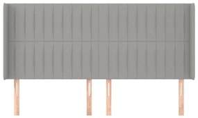 Κεφαλάρι με Πτερύγια Ανοιχτό Γκρι 183x16x118/128 εκ. Υφασμάτινο 3119832