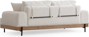 Τριθέσιος Καναπές Λευκό ETI OAK 220x98x78