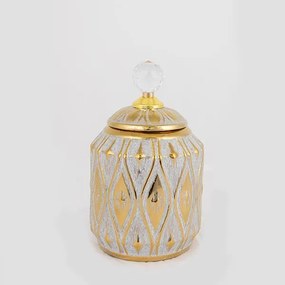 ΒΑΖΟ ΚΕΡΑΜΙΚΟ ΓΚΡΙ - ΧΡΥΣΟ 14.6x14.6x18.8cm
