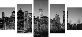 Κέντρο εικόνων 5 τμημάτων Νέα Υόρκη σε ασπρόμαυρο - 200x100