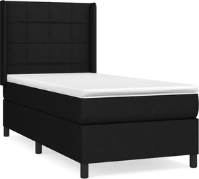 vidaXL Κρεβάτι Boxspring με Στρώμα Μαύρο 80 x 200 εκ. Υφασμάτινο