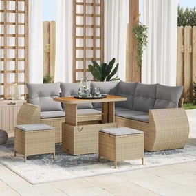 vidaXL Σέτ Καναπέ Κήπου  8 Τεμαχίων με Μαξιλάρια σε Μπεζ Χρώμα από Πολυ rattan.