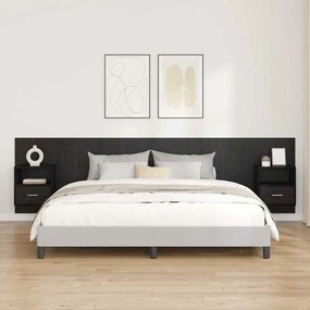 vidaXL Κεφαλή κρεβατιού με κομοδίνο 3 pcs Μαύρη Οξυά