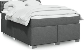 vidaXL Κρεβάτι Boxspring με Στρώμα Σκούρο Γκρι 140x190 εκ. Υφασμάτινο