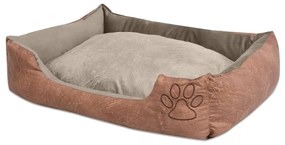 Κρεβάτι Σκύλου Μπεζ Μέγεθος XL από Συνθετικό Δέρμα με Μαξιλάρι - Μπεζ