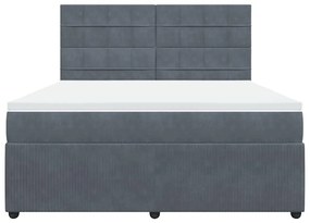 vidaXL Κρεβάτι Boxspring με Στρώμα Σκούρο Γκρι 180x200 εκ. Βελούδινο