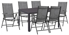 DINING SET 7 PCS GRAY TABLE 150X90 AND FOLDABLE ARMCHAIR