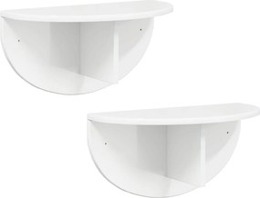 vidaXL Ράφι Τοίχου 2 pcs Υψηλής γυαλάδας λευκό 48 x 24 x 24 εκ