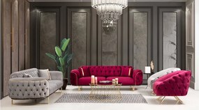 Stewehome Σετ Καναπέδων 3+3+1 Φούξια &amp;amp; Γκρι 225x85x95 cm