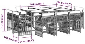 vidaXL Σετ Τραπεζαρίας Κήπου 11 τεμ. Καφέ Συνθετικό Ρατάν με Μαξιλάρια