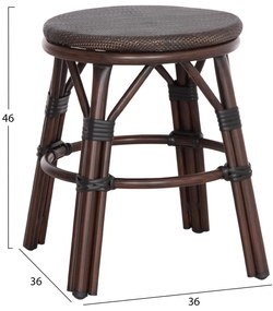 Σκαμπό CHINO C6285.01 Καφέ Αλουμινίου Bamboo Look με Textilene Φ36x46Υ εκ. 36x36x46 εκ.
