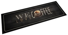 Χαλί Κουζίνας Πλενόμενο Επιγραφή Coffee 60x180 εκ. Βελούδο - Μαύρο