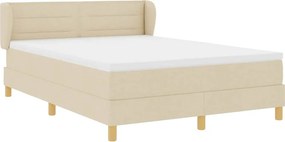 vidaXL Κρεβάτι με ελατήρια με στρώμα Κρεμ 140 x 200 cm ύφασμα