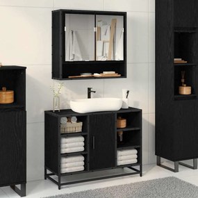 vidaXL Ράφι Τοίχου Μαύρη Οξυά 65 x 20 x 60 εκ