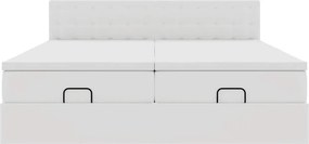 vidaXL Οθωμανικό κρεβάτι με στρώματα Λευκό 200x200cm Faux Leather