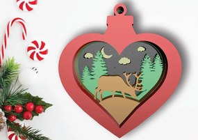 Intra απο ξύλο plywood 3mm-4mm πάχος Χριστουγεννιάτικη Μπάλα Καρδιάς, κοπής με λέιζερ Δίασταση 30x20 cm INTRAFABR-47741404