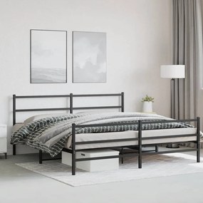 Πλαίσιο Κρεβατιού με Κεφαλάρι/Ποδαρικό Μαύρο 180x200εκ. Μέταλλο - Μαύρο