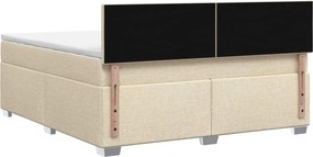 vidaXL Κρεβάτι Box Spring με Στρώμα και LED Κρεμ 140 x 200 cm Ύφασμα