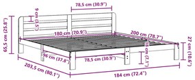 Σκελετός Κρεβ. Χωρίς Στρώμα Καφέ Κεριού 180x200 εκ Μασίφ Πεύκο - Καφέ