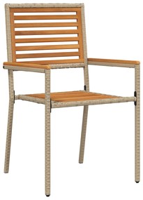 vidaXL Σετ Τραπεζαρίας Κήπου  7 τεμαχίων Μπεζ Poly Rattan Ακακίας