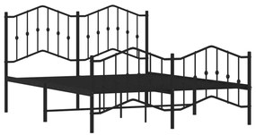 Πλαίσιο Κρεβατιού με Κεφαλάρι/Ποδαρικό Μαύρο 140x190εκ. Μέταλλο - Μαύρο