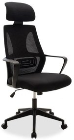 Καρέκλα γραφείου διευθυντή Dolphin με ύφασμα mesh χρώμα μαύρο 65.5x64x117 εκ.