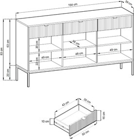 Μπουφές Palermo-Gkri - 154.00Χ39.00Χ83.00cm