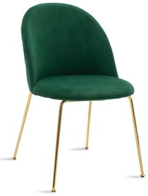 Καρέκλα Ruth pakoworld βελούδο σκούρο πράσινο-χρυσό gloss πόδι
