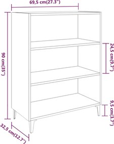 vidaXL Ντουλάπι Λευκό 69,5 x 32,5 x 90 εκ. από Επεξεργασμένο Ξύλο
