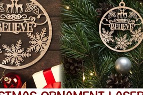 Σετ των 3 Intra απο ξύλο plywood 3mm-4mm πάχος κοπής με λέιζερ Χριστουγεννιάτικο μπιχλιμπίδι. Δίασταση 5x5 cm INTRAFABR-37627698