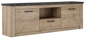 Ξύλινο Έπιπλο Τηλεόρασης VINCENT Oak Endgray Untreatad / Dark Concrete Μ197xΠ42.5xΥ64.5