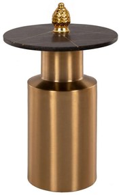 Τραπεζάκι Βοηθητικό Claydee HM9675 Φ41x54,5cm Τοπ Μεταλλικό &amp; Μάρμαρο Gold-Black Μέταλλο,Μάρμαρο