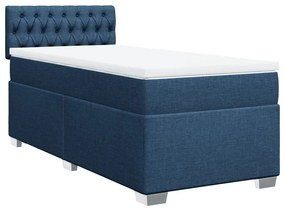 vidaXL Κρεβάτι Boxspring με Στρώμα Μπλε 90x200 εκ.Υφασμάτινο