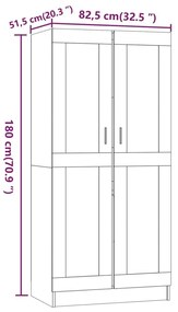 Ντουλάπα Γκρι Sonoma 82,5x51,5x180 εκ. από Επεξεργασμένο Ξύλο - Γκρι