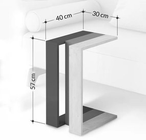 Τραπεζάκι βοηθητικό Muju Megapap χρώμα ανθρακί 30x40x57εκ.