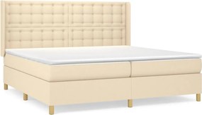 vidaXL Κρεβάτι Boxspring με Στρώμα Κρεμ 200x200 εκ. Υφασμάτινο