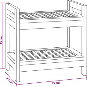 vidaXL Ράφι μπάνιου Φυσικό 45 x 30 x 45 εκ. Στερεό Ξύλο Τίκ