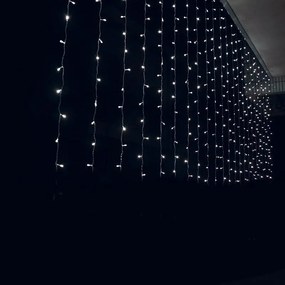 Χριστουγεννιάτικα Λαμπάκια Κουρτίνα LED 100L Ψυχρό Χρώμα με Διαφανές Καλώδιο 3m x 60cm - Christmas lights LED white light