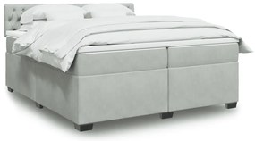 vidaXL Κρεβάτι Boxspring με Στρώμα Ανοιχτό Γκρι 200x200 εκ. Βελούδινο