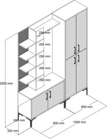 Έπιπλο Εισόδου Καρυδί / Ανθρακί SABO 60x35x200