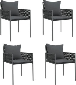 vidaXL Σετ Τραπεζαρίας Κήπου 5 τεμ. Συνθ. Ρατάν / Ατσάλι με Μαξιλάρια